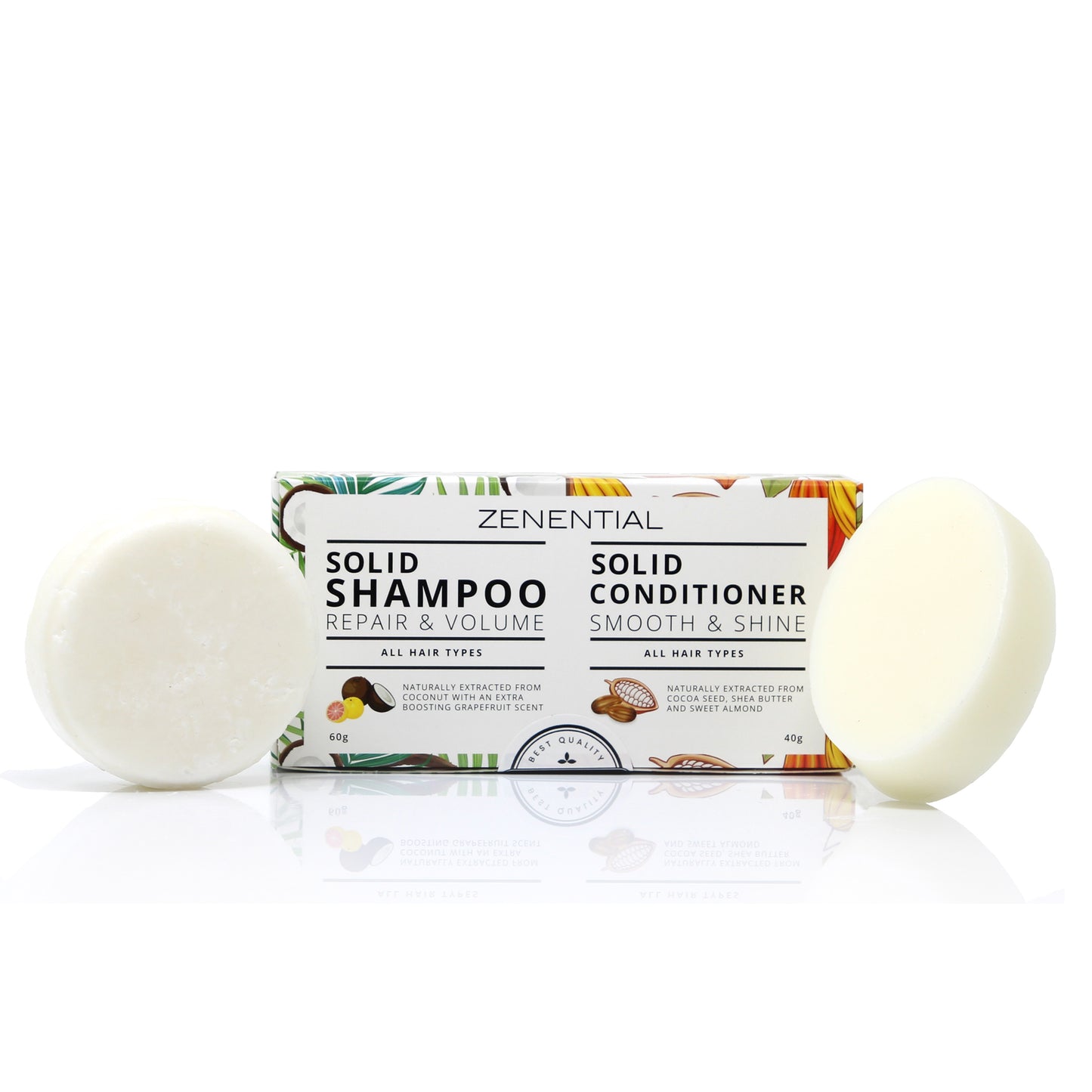 Solid Shampoo + Conditioner, 2 Pack (60gr + 40g) - Smooth and Shine