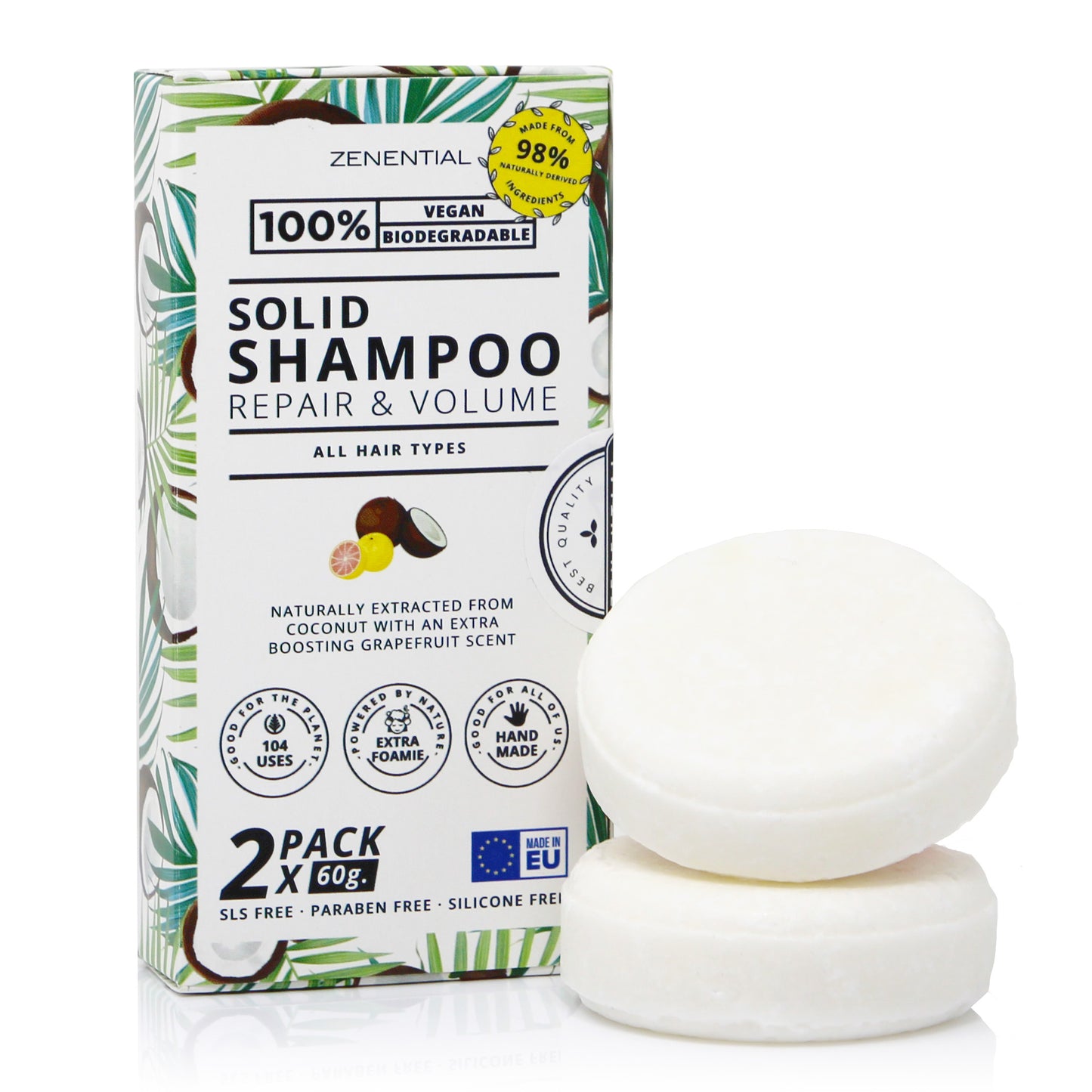 Solid Shampoo, 2 Pack 60g - Repair and Volume